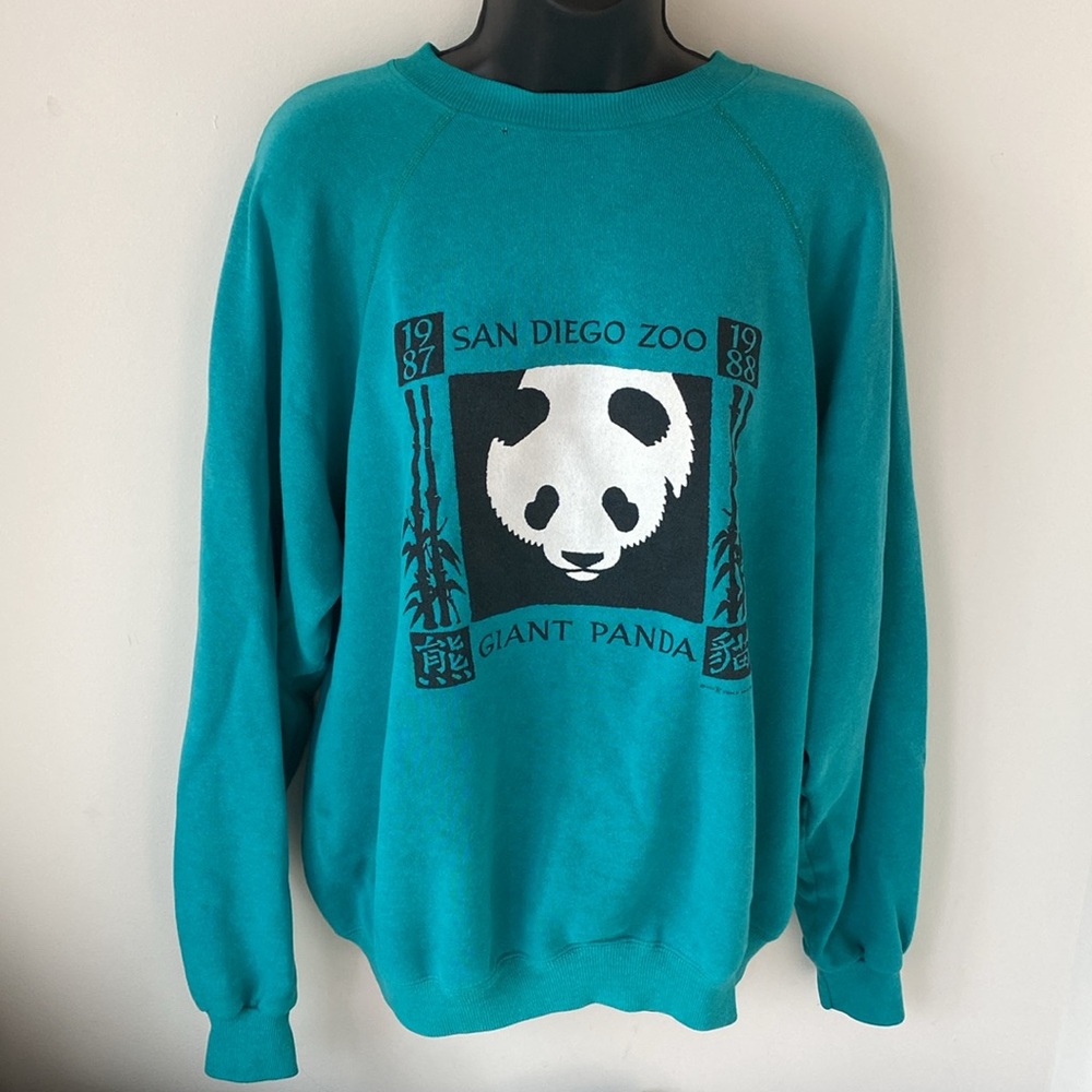 Vintage 1987 San Diego Zoo Giant Panda Hanes Crew Nec… - Gem